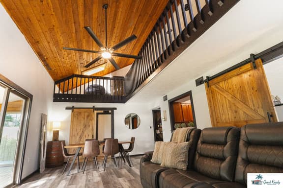 Living room with high ceiling